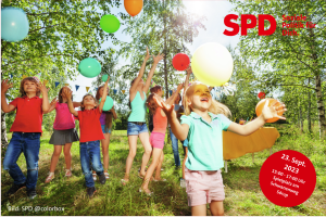 Spielende Kinder - Einladung Spielplatzfest